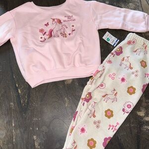 Garanimals Pink Unicorn Sweatshirt and Cream Pants Set